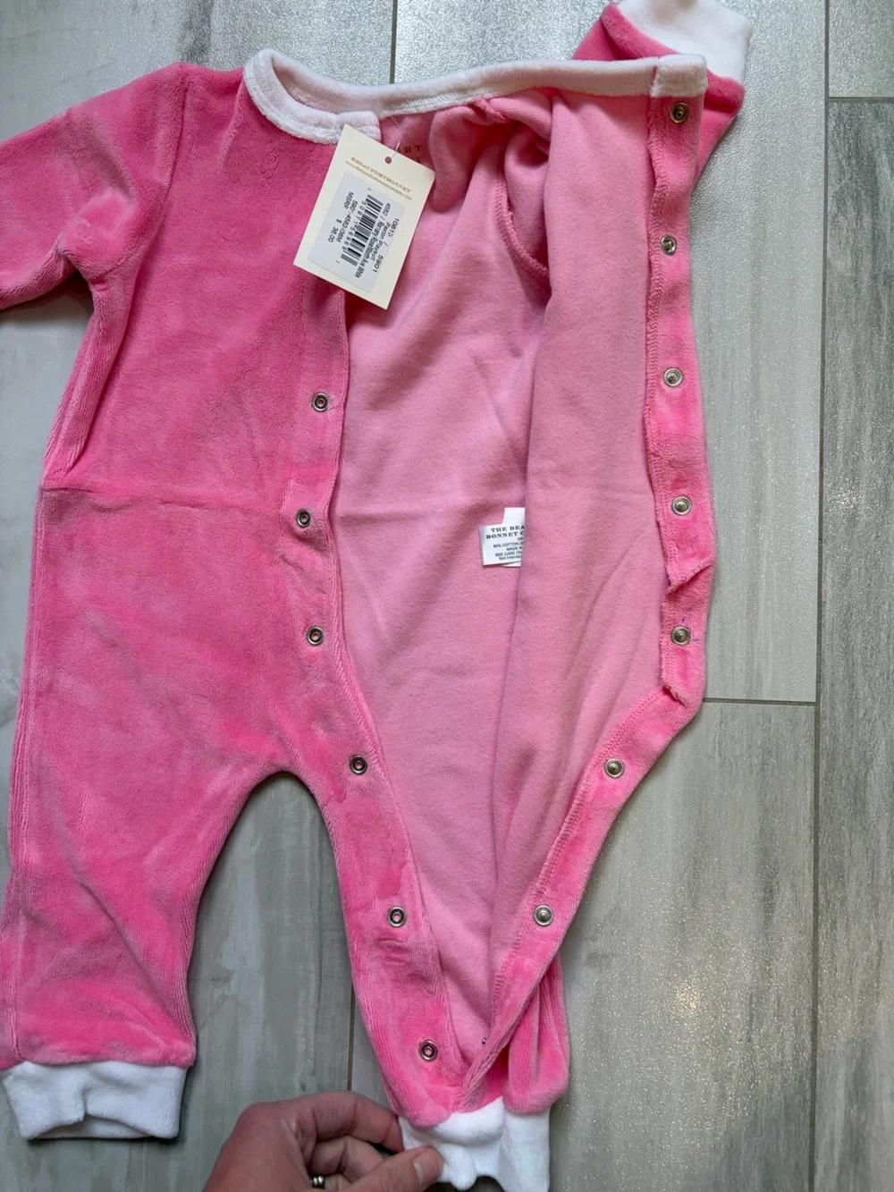 NWT TBBC Pink Cozy Velour Full Length Paxton Playsuit Jumpsuit Romper Girls 3-6M